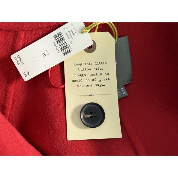 Anthropologie Coat Womens 10 Red Wool Blend Belted Wrap Long Maxi Trench - Picture 11 of 13